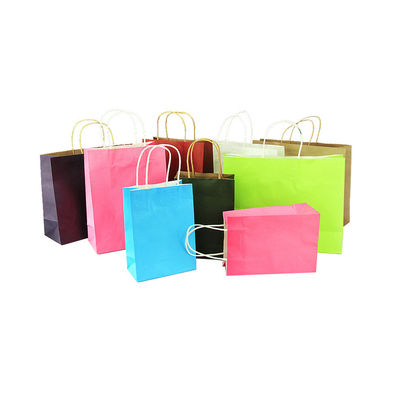 quality Recyclable Custom Square Logo Gift Paper Biodegradable Handle Bottom Foldable Eco-Friendly Kraft Shopping Bag factory